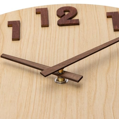Wall Clocks 12 Inch Silent Non Ticking Battery Operated Rustic Round Wood Color - Picture 5 of 7