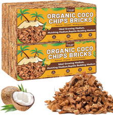 4 Pack Coco Coir Chips for Plants- 4.4 LB 100 Organic Coconut Chips Brick Potti