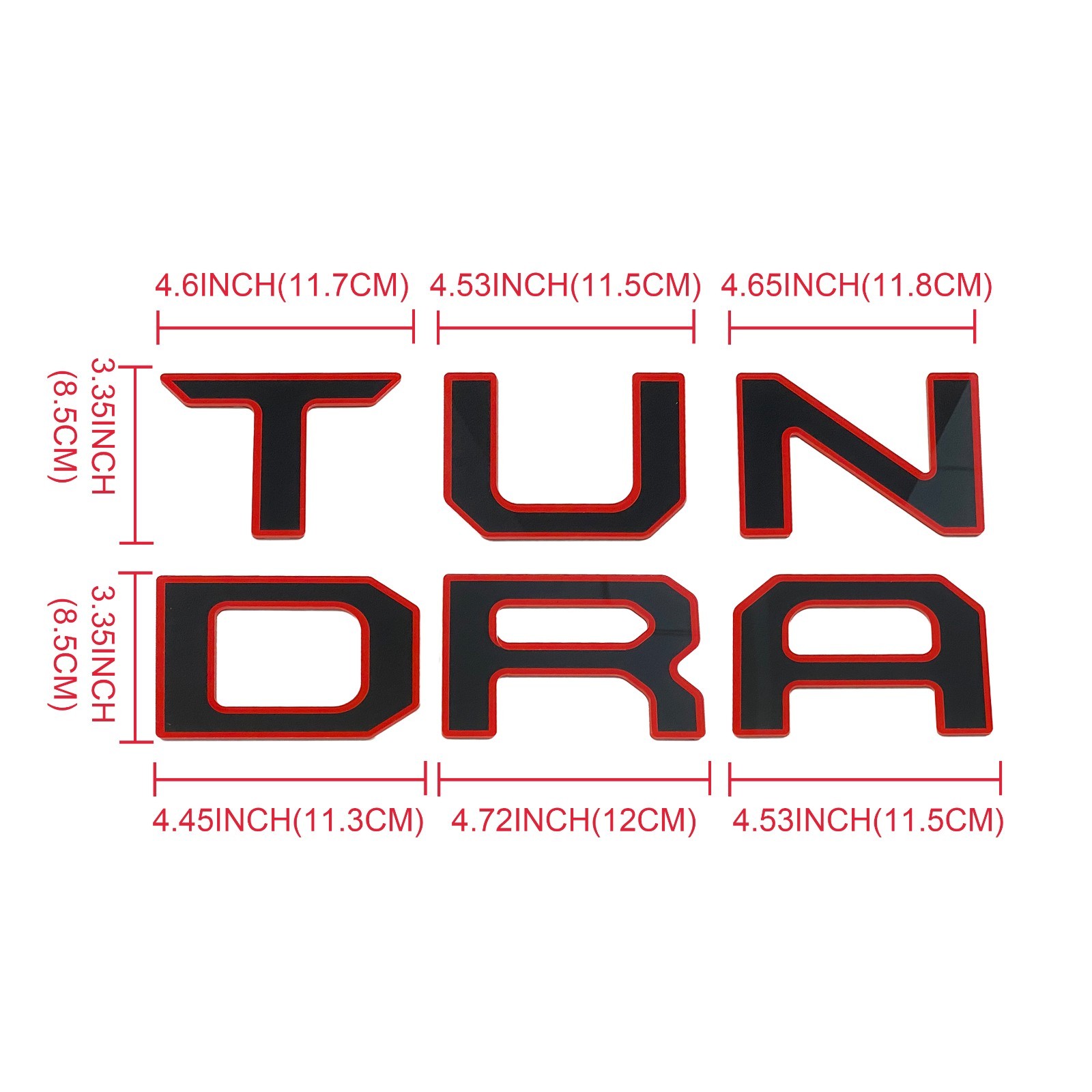 3D Tailgate Letters for 2022-25 Tundra Acrylic Inserts Sticker Emblems Black Red