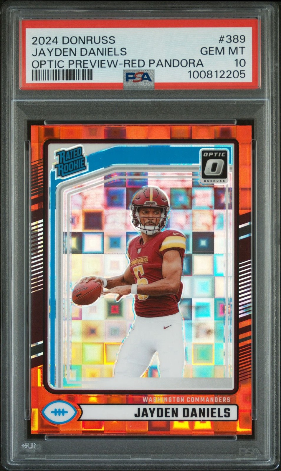 2024 Panini - Rookie Jayden Daniels #389 Optic Preview Red Pandora Prizm (RC)