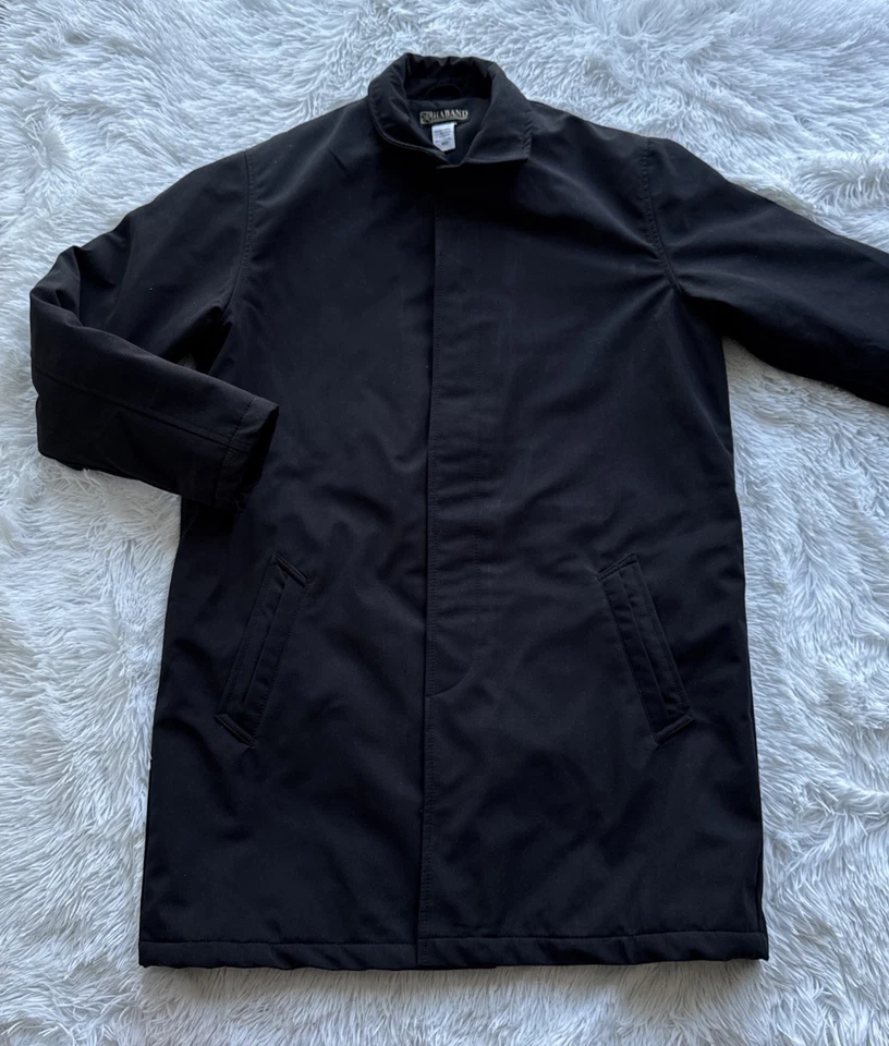 Trench coat masculino HABAND preto pequeno acolchoado jaqueta à prova de vento e resistente à água - Imagem 2 de 4