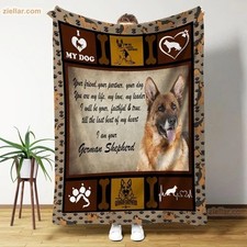 German Shepherd Fleece Blanket, Personalized Blanket Gift with Dog Quote and Art