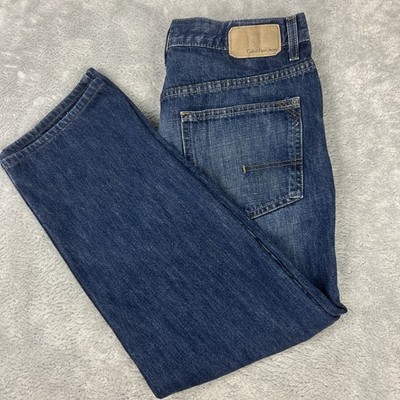 Vtg Y2K Calvin Klein Jeans Men Relaxed Straight Leg Dark Wash Denim Blue 34x28.5