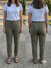 Banana Republic Airstretch Tapered Pants Vegan Green L High Rise Ankle