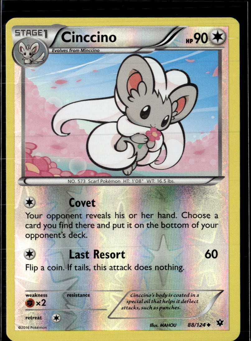 Pokemon Cinccino 88/124 Fates Collide Reverse Holo Uncommon LP