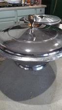 Kromex Serving Dish Bowl With Cover Mid Century Modern Chrome Fits Round Pyrex