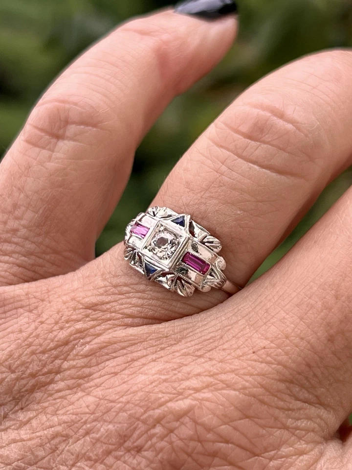 bague art déco or 18 carats - Photo 4/4