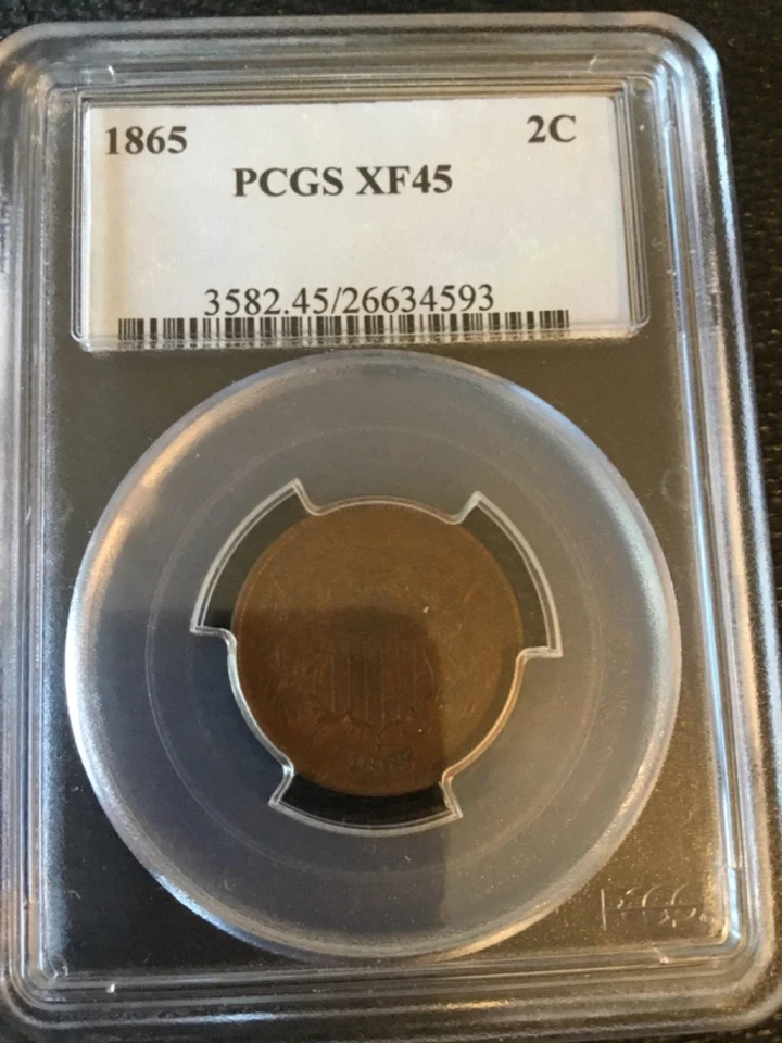 1865 2 cent piece pcgs xf 45 - Image 2 of 4