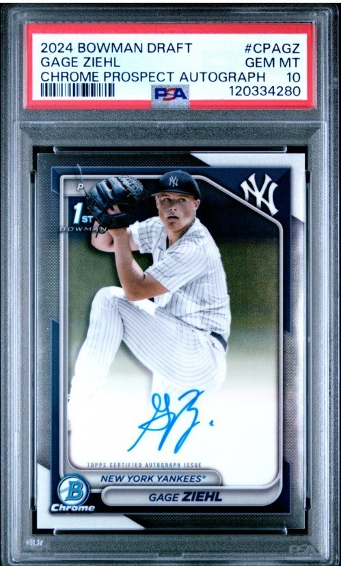 2024 Bowman Draft Chrome Autograph Gage Ziehl #CPAGZ 1st Bowman PSA 10 GEM MINT