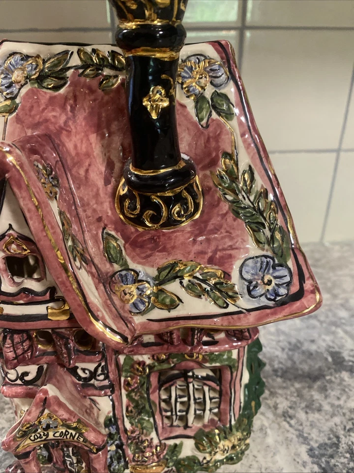 Blue Sky Clayworks, Heather Goldminc, Vintage 2000 “Cozy Corner” Tea Light House - Image 4 of 4