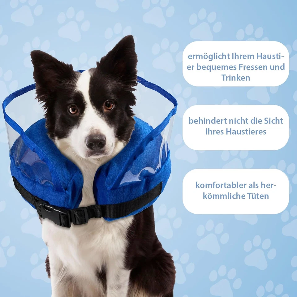 Collare Elisabettiano Cane,Rimovibile Gonfiabile Cono per Cani Gatto Morbido per - Immagine 4 di 4