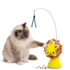 2-in-1 Interactive Cat Puzzle Feeder Toy, Adjustable Food Leakage Holes, Food