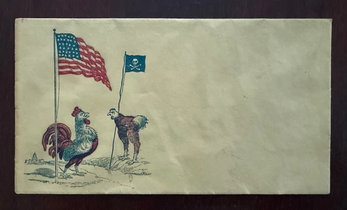 c1860's Civil War Patriotic Cover Rooster Flags skull and cross bones