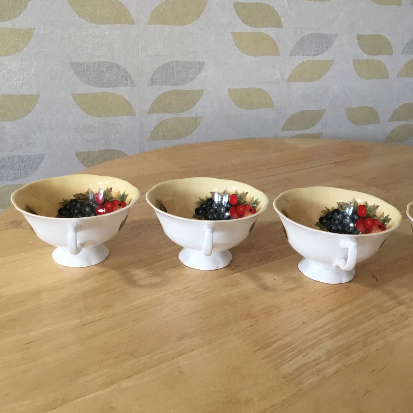 Vintage Queens Fine Bone China Antique Fruit Series Footed Tea Cup x 5