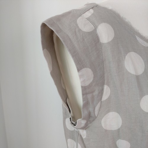 White Stuff UK 12 Grey Polka Dot Summer Tea Dress 100% Cotton & Linen Lagenlook - Picture 6 of 12