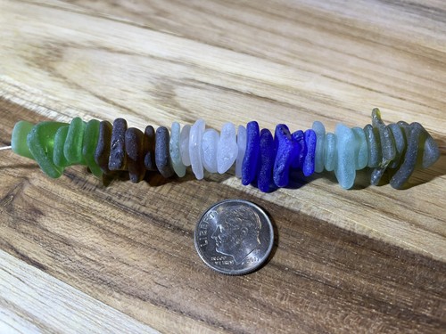 Sea Glass - 30 6-color Mini Center Drilled - Cobalt Aqua Green White Brown