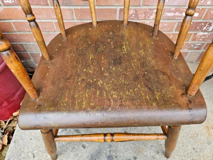 Antique Firehouse Dining Chair Bentwood Solid Oak Barrel Armchair #2 - Image 4 of 4