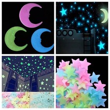 Leuchtsterne Mond und Sterne Leuchtpunkte Aufkleber leuchten im Dunkeln Nacht
