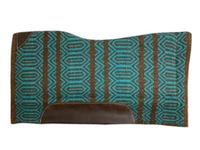 Memory Felt SADDLE PAD 36"x34" Teal & Brown Woven Wool Top Wear Leathers & Spine