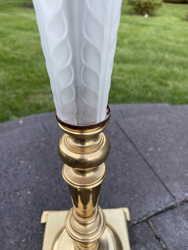 Vintage BOMBAY BRASS Table LAMP FROSTED GLASS Pineapple Lamp 32.5” Tall - Picture 9 of 16