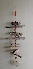 Cornish driftwood & beaded wallhanging decoration with brightly coloured beads.