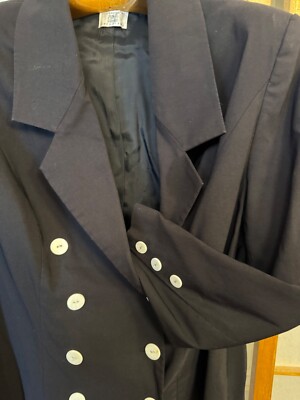 Ausgefallener Hosenanzug Alta Moda Gr. 52 schwarz mit dekorativen weißen Knöpfen