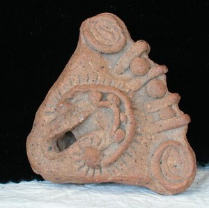 Vintage clay ceramic alien or ritualistic ocarina whistle signed A. Goodwin