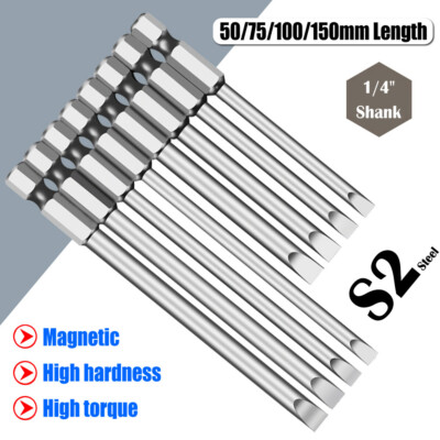 1/4'' Shank SL2 to SL6 Magnetic Flat Head Slotted Tip Screwdrivers Bits ANY SIZE