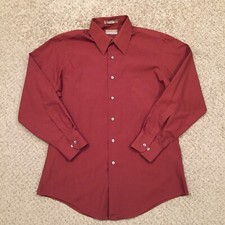 Van Heusen Shirt Mens Large Dark Orange Long Sleeve Button Up Fitted Poplin