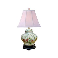 Chinese Porcelain Ginger Jar Table Lamp Floral Motif 16"