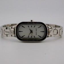 NINE WEST NW/1245 Silver Tone Quartz Analog Women's Watch Sz. 6 1/2" New Battery
