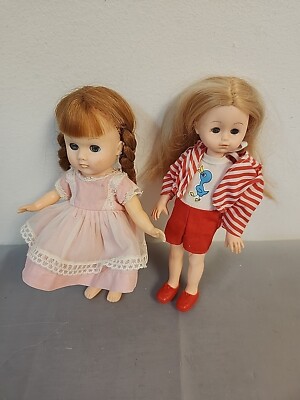 Vtg World Of Ginny DOLLS (2) Vogue Red Outfit Duck Shirt 8'' & 7 .5'' Pink Dress