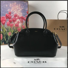 COACH CU218 Empire Carryall Bag 28 Hand Bag Glovetanned Leather Black Outlet Smm