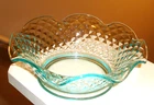 Vintage Blue Depression Glass Crimped Ruffled Edge 6.5" Candy / Nut Dish Bowl