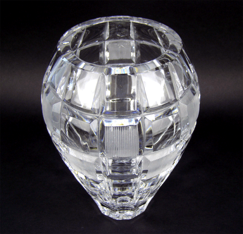 Imposant Czech Cut Crystal Glass ART DÉCO Vase with Squares Bohemia 1930s - Picture 3 of 11