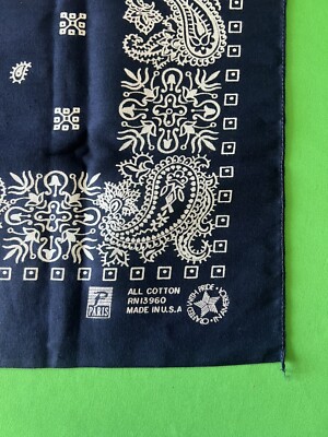小物 MADE IN USA crosspattern Vintagebandanna VTG Paris Accessories Indigo Blue Paisley Bandana Cotton RN