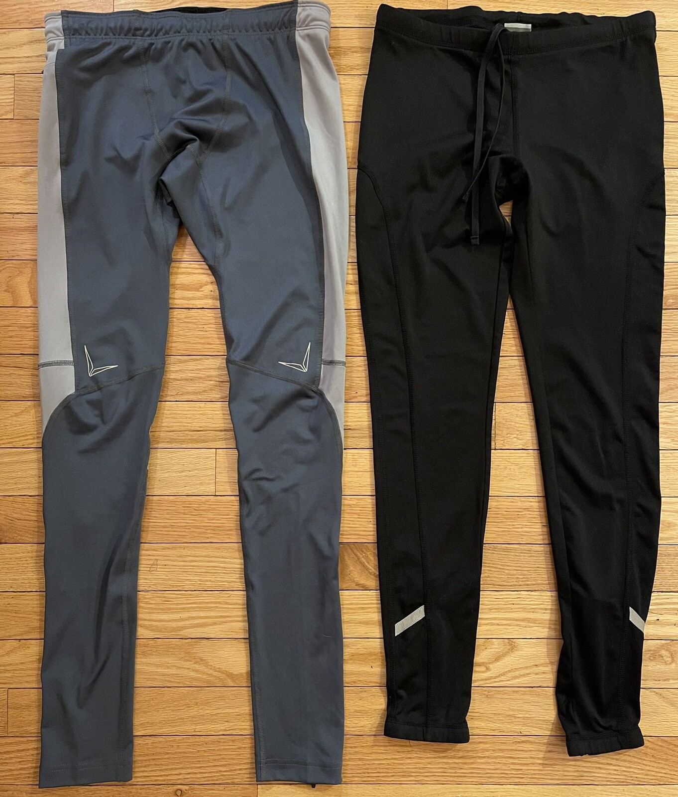 Lotto 2 Leggings Cerniere a Compressione Corsa FILA & CHAMPION Nero Grigi Caviglia S