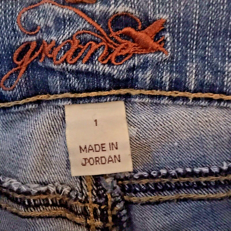 Pantalones de mezclilla Grane para mujer talla 1 azul junior Y2K bajo spandex algodón 25/31 bota Foto 3 de 4