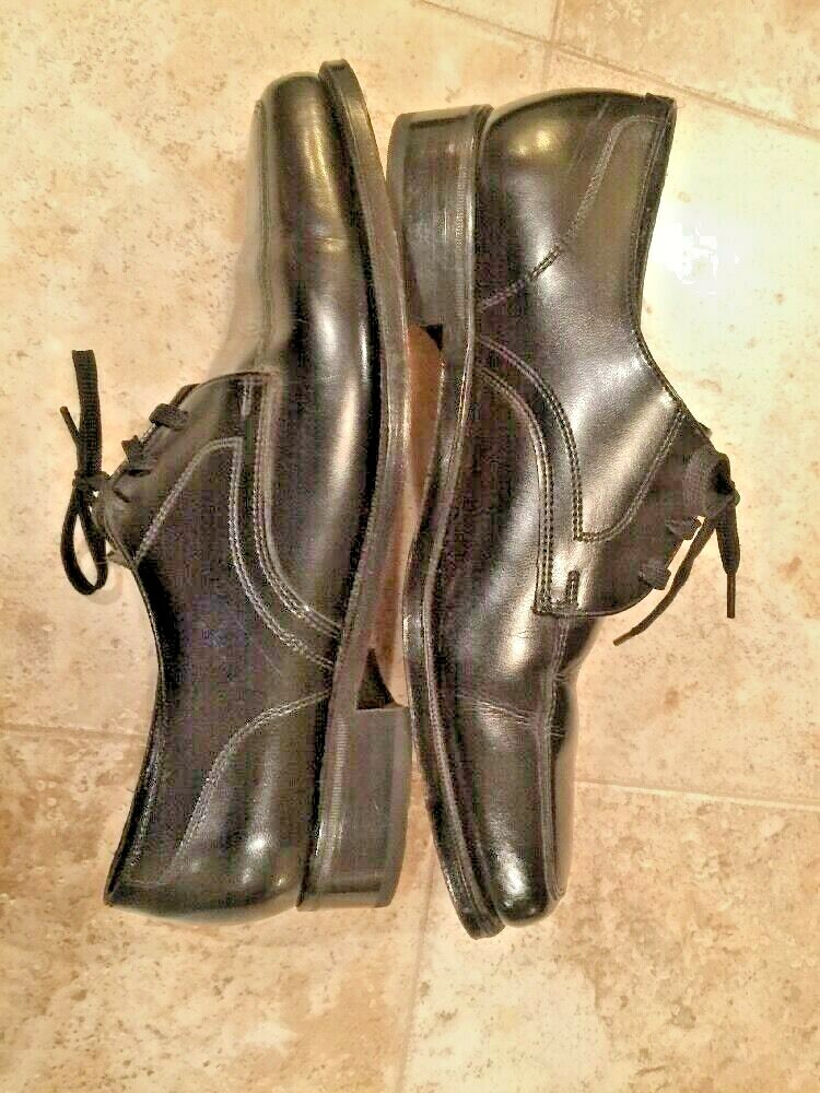 SAOLA Oxford Florsheim FLS in pelle nera stringata da uomo taglia 8 suola in pelle usata in ottime condizioni