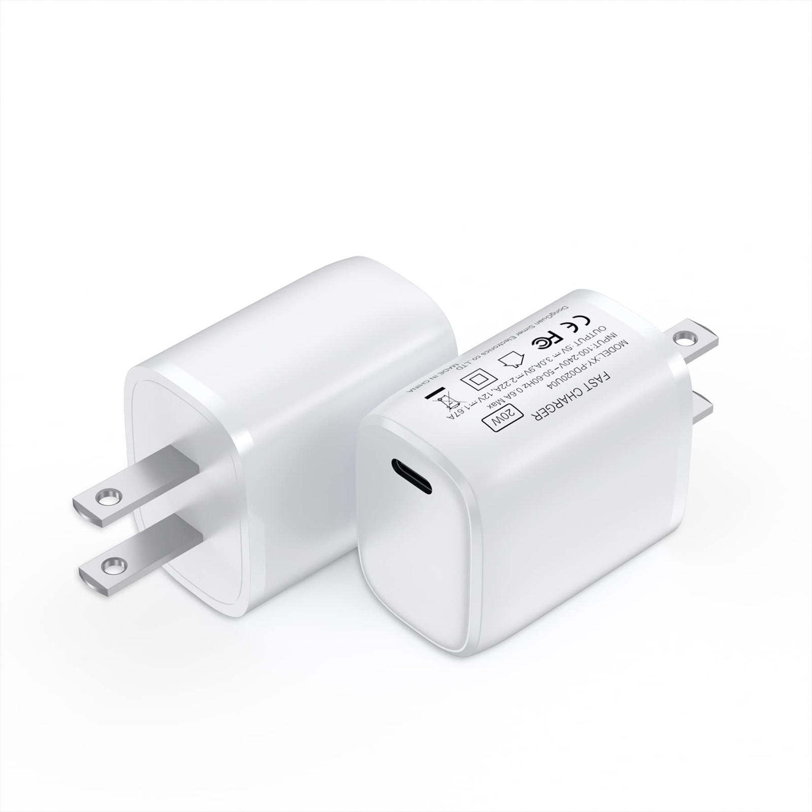20W USB C Fast Charger Block 2 Pack for iPhone Type C