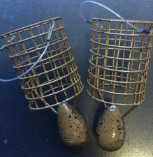 DRENNAN FISHING DISTANCE CAGE BOMB FEEDERS in BROWN- 2 x 50, 2 x 60 or 2 x 70g