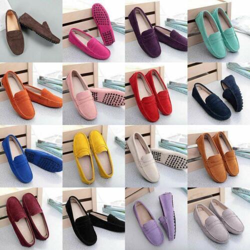 Damen Slipper Halbschuhe Mokassins Lederpumps auf Wildleder Damenschuhe flach Fahren - Bild 5 von 30