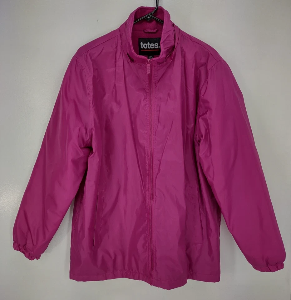 Totes Windbreaker Jacket Women's Size L Front Zipper Fleece Lined Pockets - Image 3 of 4