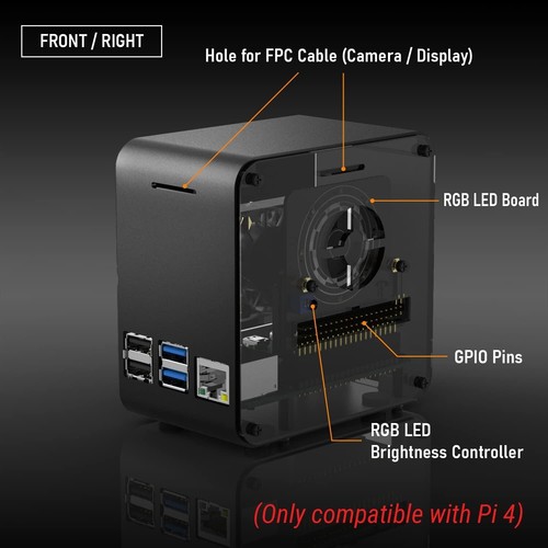 Compact Aluminum Raspberry Pi 4 Solution: Cooling Fan with Color-Changing Light - Bild 7 von 11