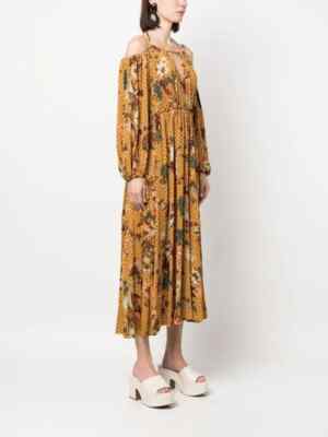NWT Ulla Johnson Noemi Midi Dress Size S Amber Floral Cut Out Yellow #2D454  | eBay