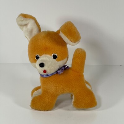 Vintage Asahi Trading Co Plush Dog Japan Wire Ears Stuffed Animal READ