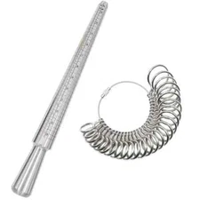 1 Set Metal Professional Jewelry Tools Mandrel Stick Finger Gauge Ring Sizer