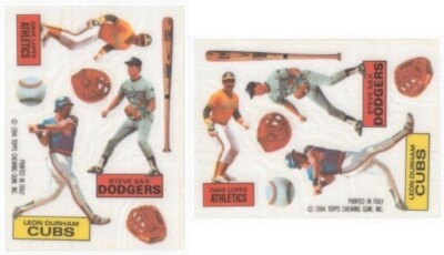 LEON DURHAM, DAVEY LOPES, STEVE SAX - 1984 TOPPS RUB DOWNS - MINT CONDITION