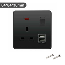Single/Double Wall Plug Socket 1/2 Gang Charger USB Ports Outlets Flat Plate UK