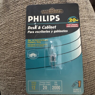 One (1) Philips G4 Base T3 Halogen Bulb 20 Watt (for 12 volt fixtures only) -NIP